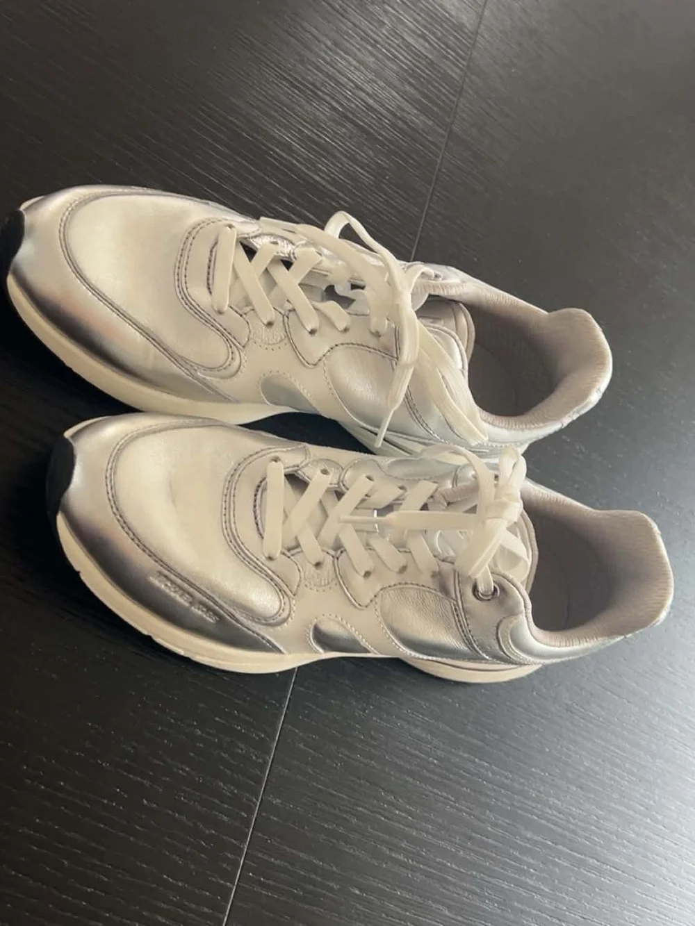 Michael Kors Silver Metallic Lace-Up Sneakers